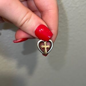 James Avery Silver and Gold Cross Charm (Retired)